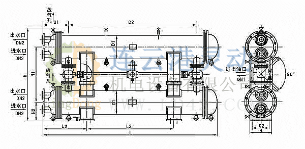 臥式雙聯(lián)油冷卻器型號規(guī)則圖解